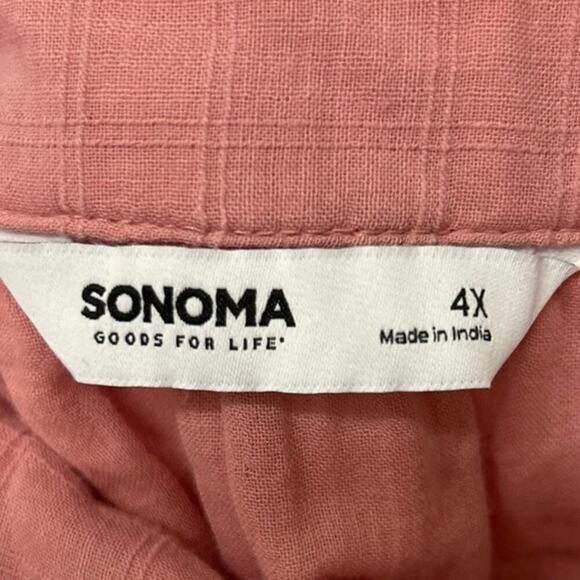 Sonoma 100% Cotton Square Neck Balloon Sleeve Flowy Top Rose Pink Size 4X New - Picture 12 of 12